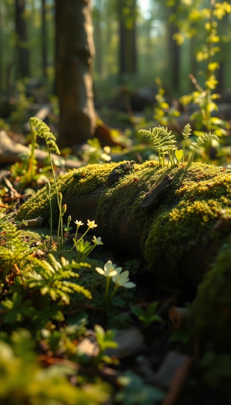 iPhone AI Spring Forest Floor Sleek Wallpaper Copyright-Free Photo